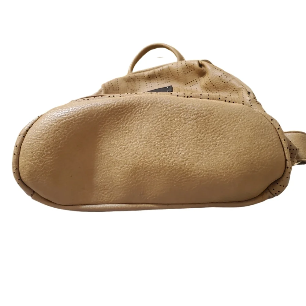Steve Madden Taupe Camel Brown Perforated Logo Mini Backpack‎
